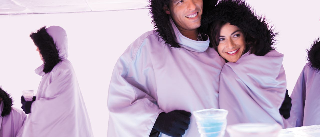 Norwegian Epic’s ice bar with cools drinks served in ice glasses