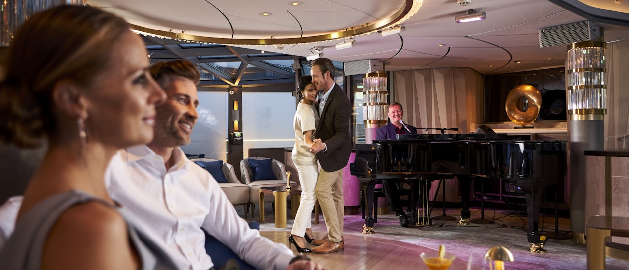 The Palm Court Lounge at night