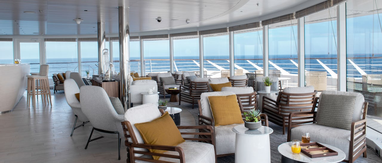 The observation lounge providing a modern, airy atmosphere