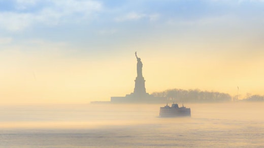 Cruises from New York alongside the statue of liberty